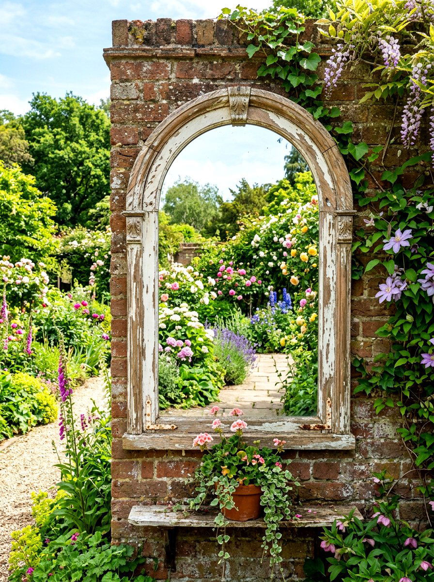 Vintage garden mirrors - 30 vintage garden decor ideas