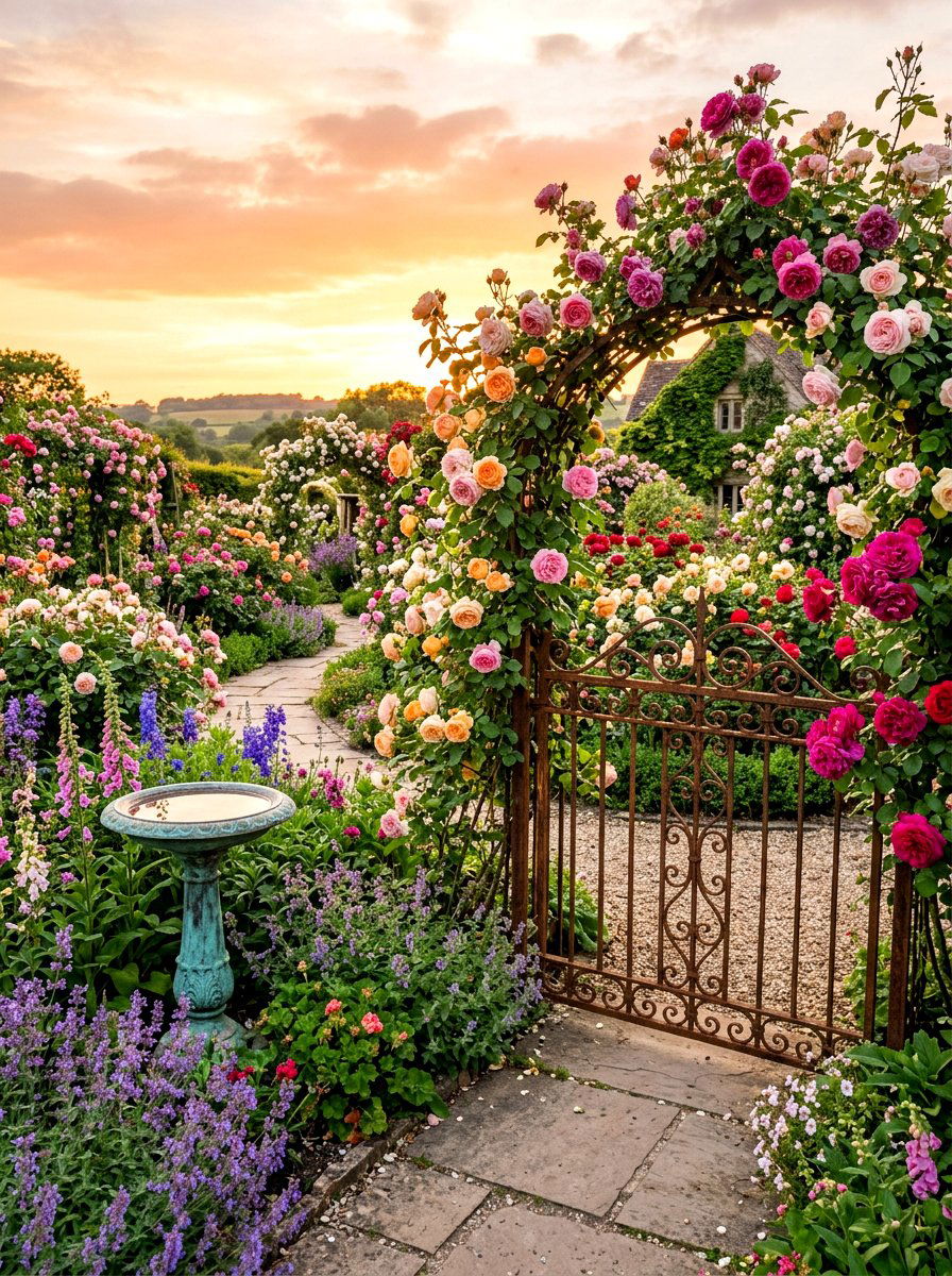 Vintage garden rose landscaping - 30 cottage rose border landscaping ideas