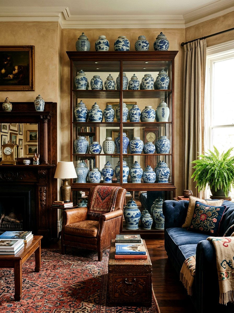Vintage ginger jar collection - 30 ginger jar living room ideas