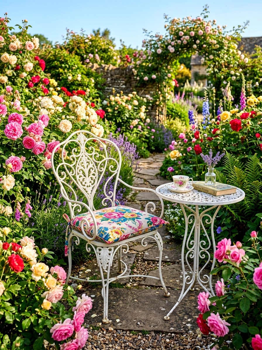 Vintage iron chair - 30 boho outdoor furniture ideas