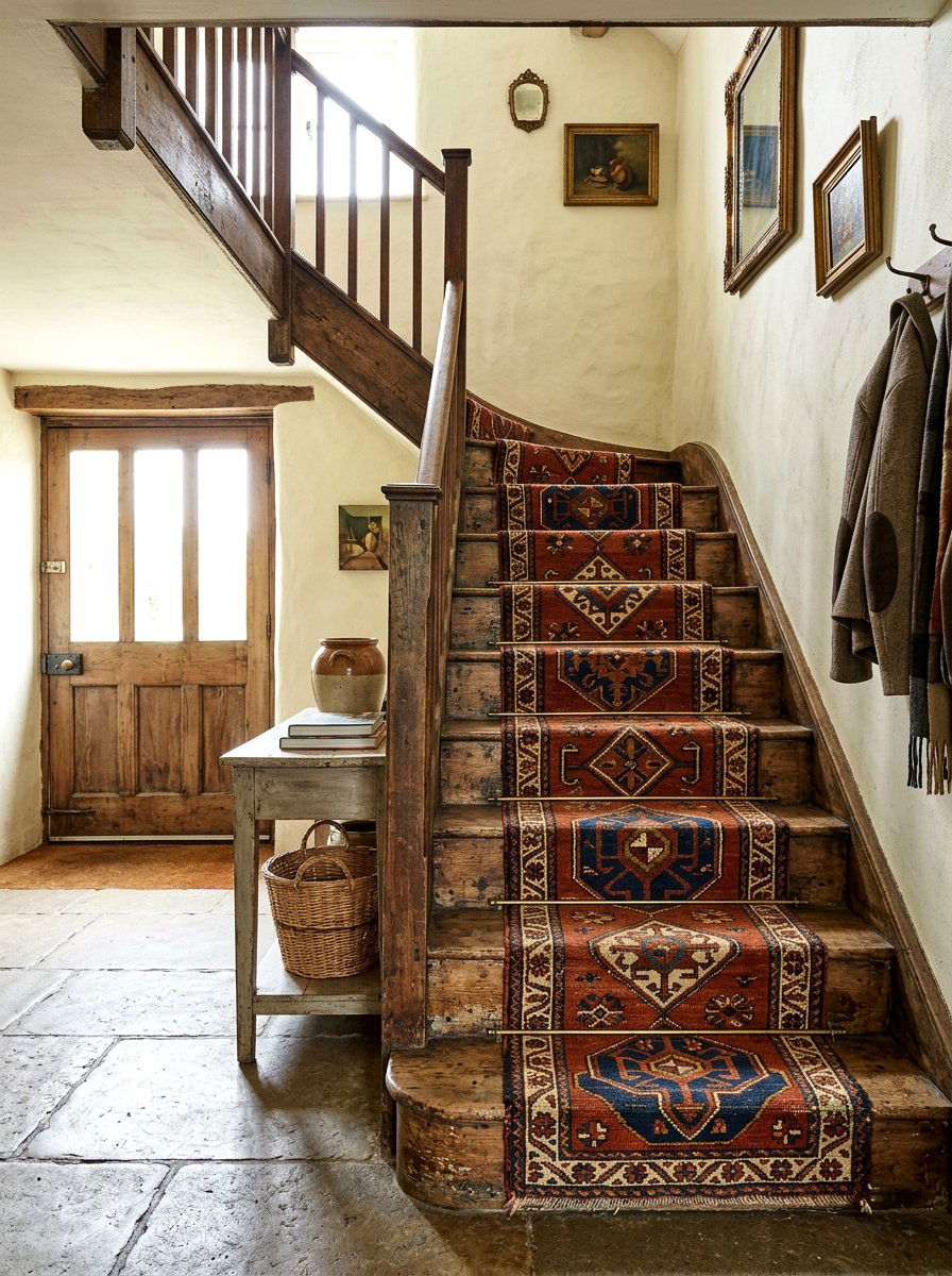 Vintage kilim stair runner - 30 staircase runner ideas