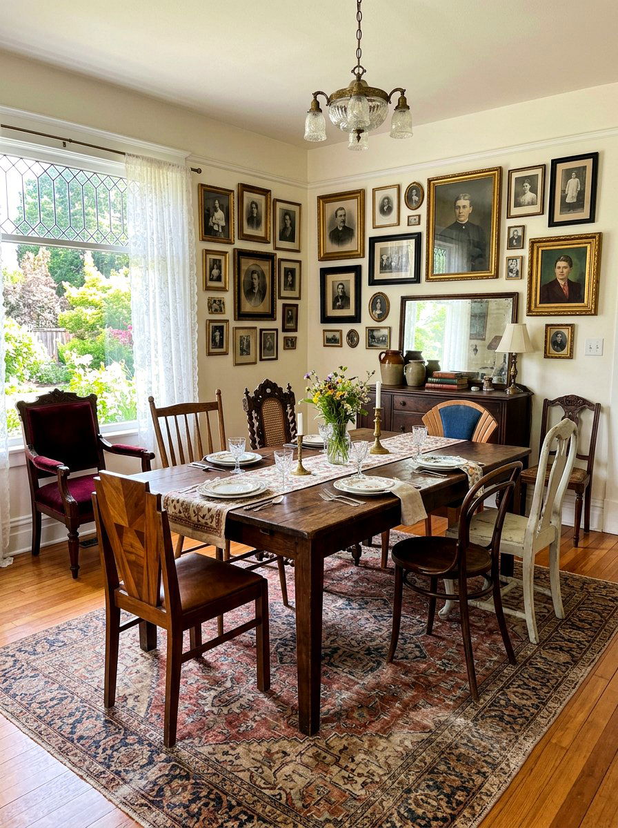 Vintage mismatched chairs - 30 mismatched dining chair ideas