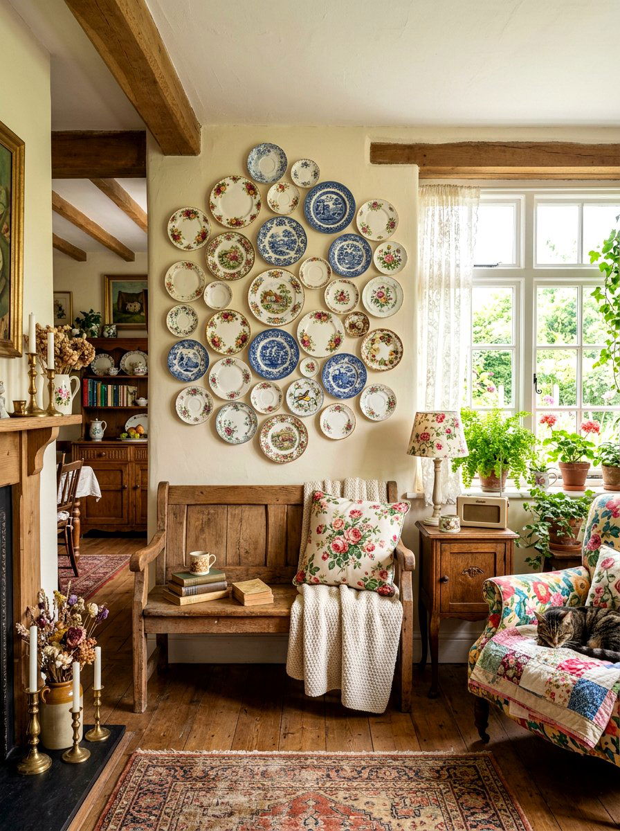 Vintage mismatched china - 30 collected china wall ideas