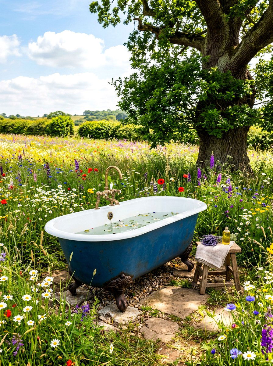 Vintage outdoor clawfoot tub - 30 outdoor bath ideas