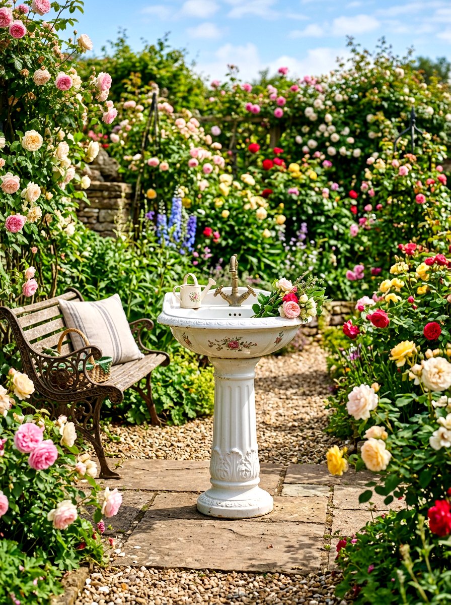 Vintage pedestal garden sink - 30 outdoor sink station ideas
