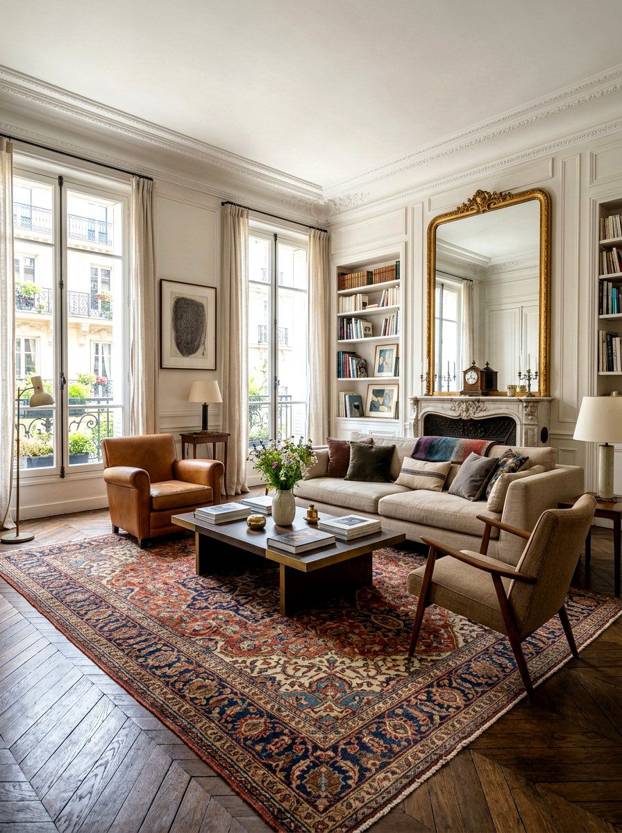 Vintage persian area rug - 30 Parisian living room ideas
