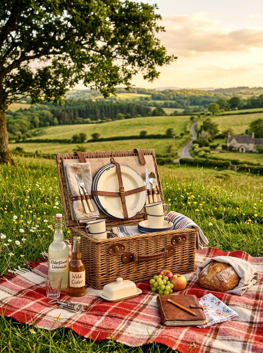 Vintage picnic basket - 30 backyard picnic area ideas