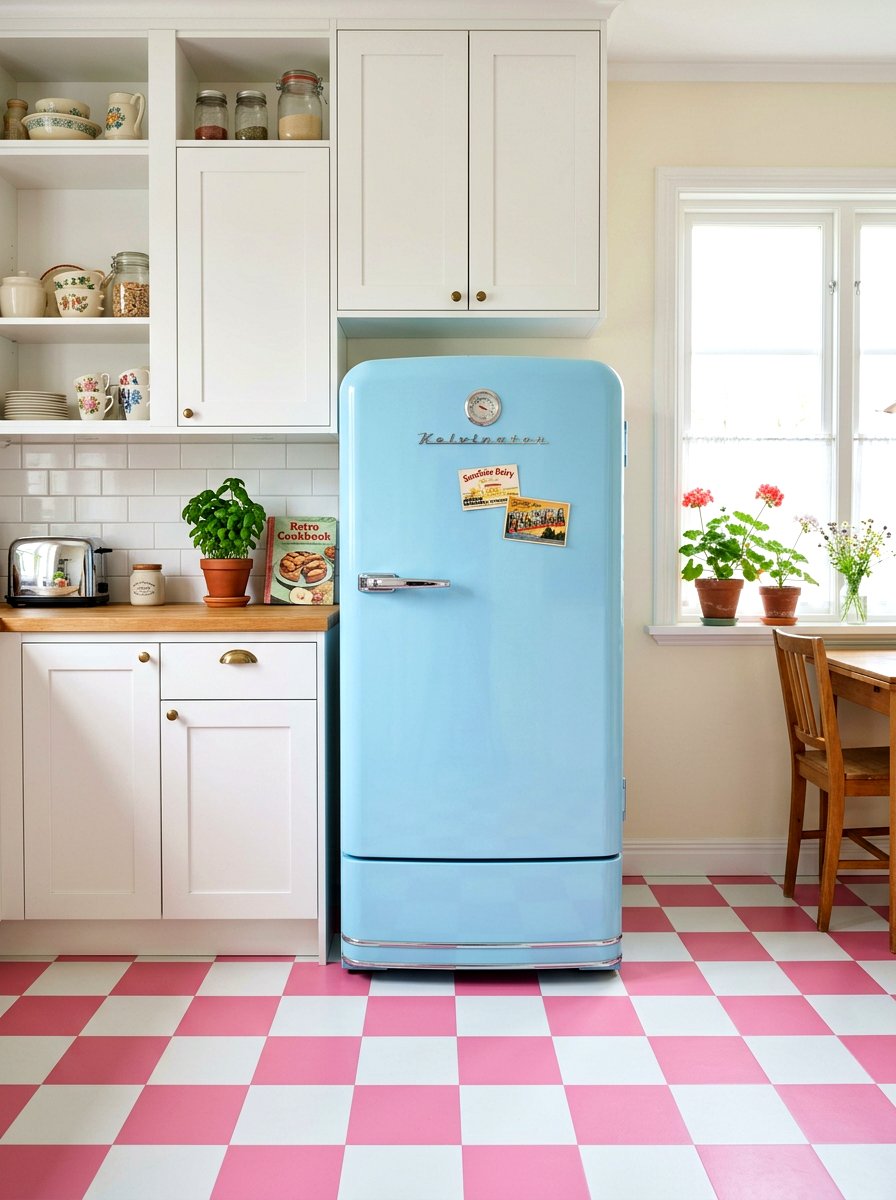 Vintage retro refrigerator - 30 coquette kitchen ideas