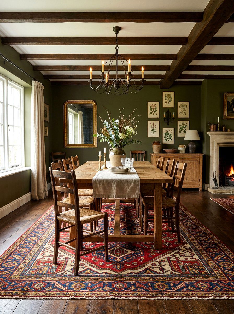 Vintage rug - 30 moody supper club dining ideas