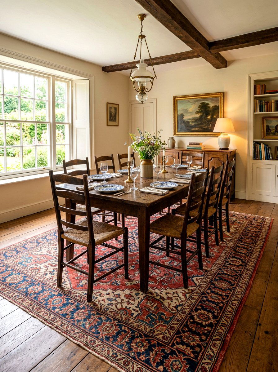 Vintage rug dining room - 30 Nancy Meyers dining room ideas