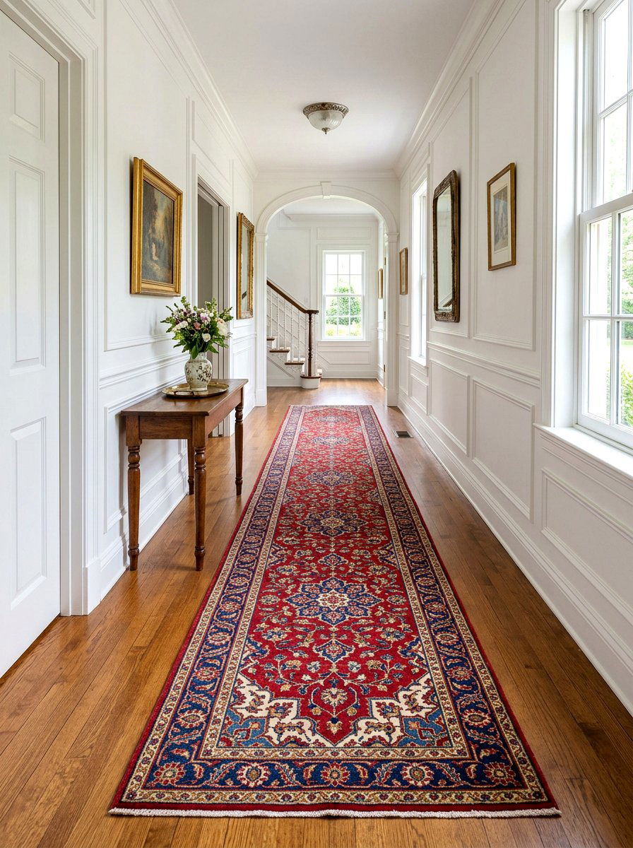 Vintage runner rug - 30 dramatic foyer decor ideas