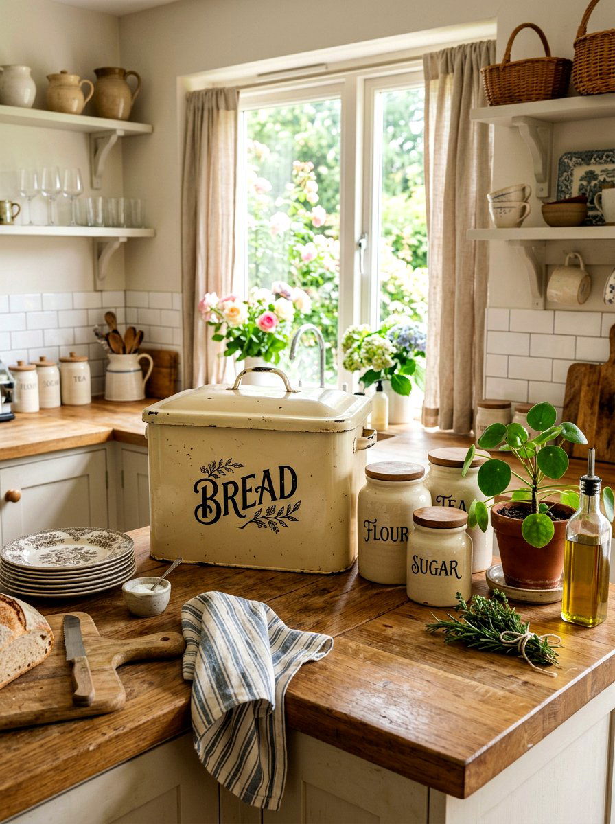 Vintage style bread box - 30 TikTok kitchen decor ideas