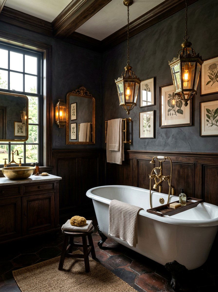 Vintage style lantern - 30 moody bathroom lamp ideas