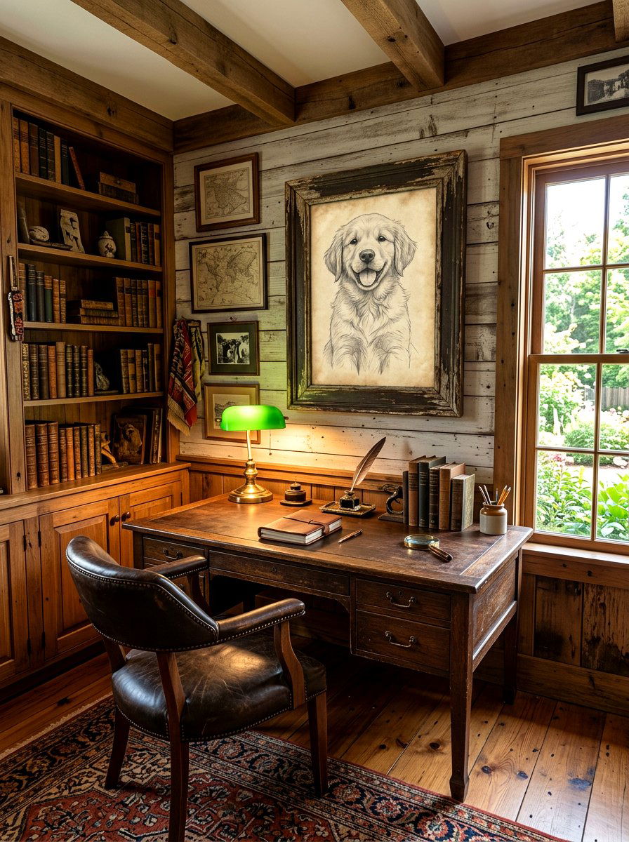Vintage style pet pencil sketch - 30 pet portrait wall ideas