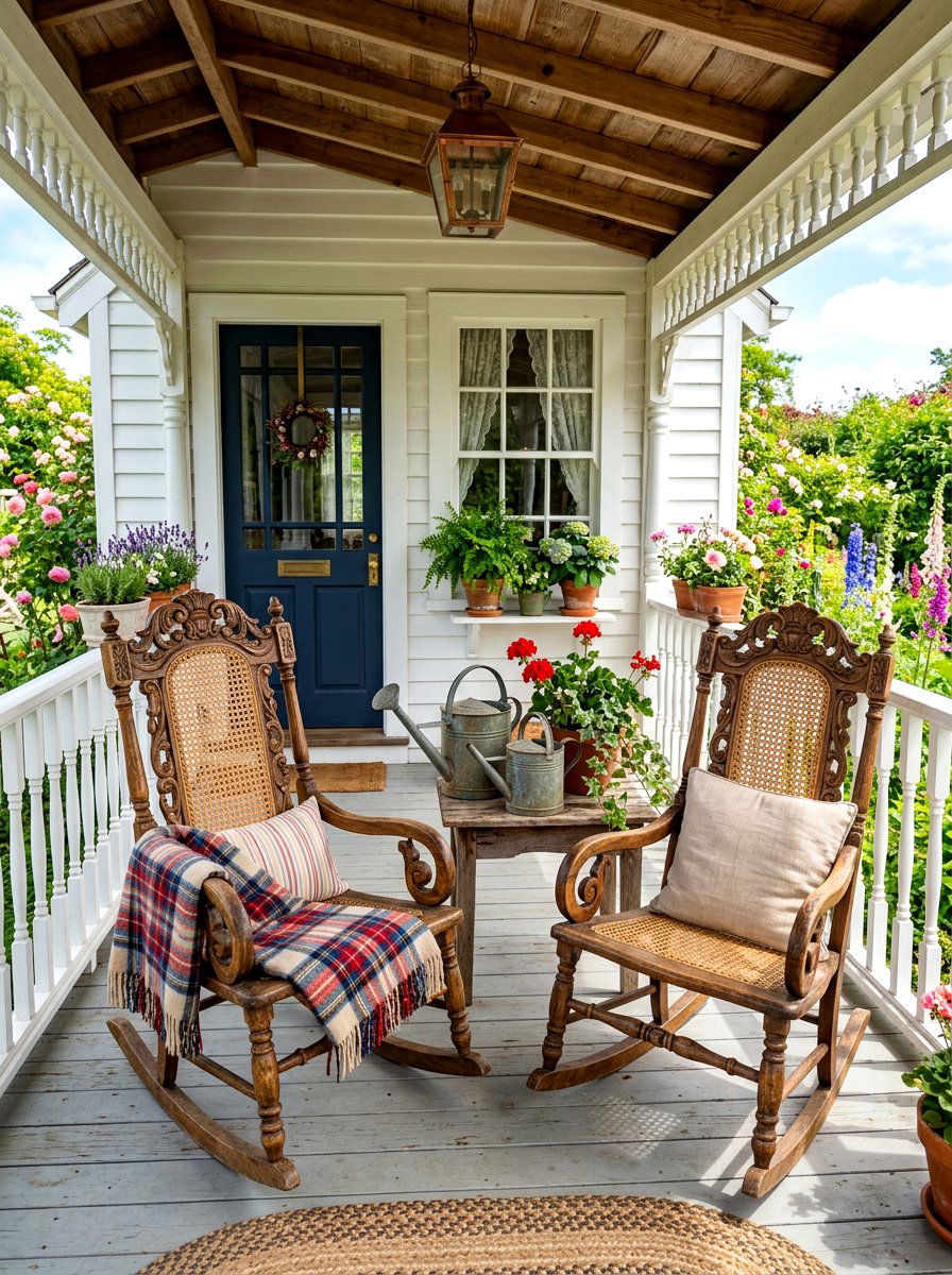 Vintage style porch rockers - 30 porch rocking chair styling ideas