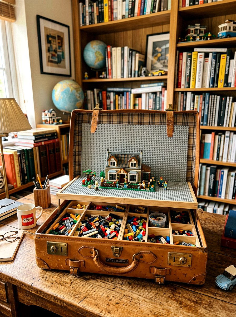 Vintage suitcase lego station - 30 lego table ideas