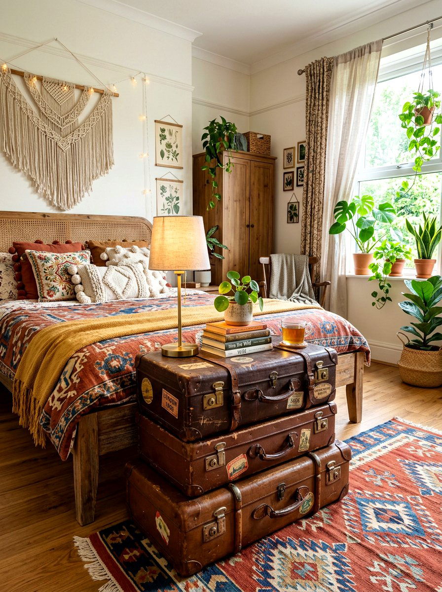 Vintage suitcase storage - 30 bedding storage ideas