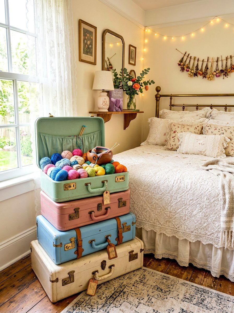 Vintage suitcase storage - 30 yarn storage ideas