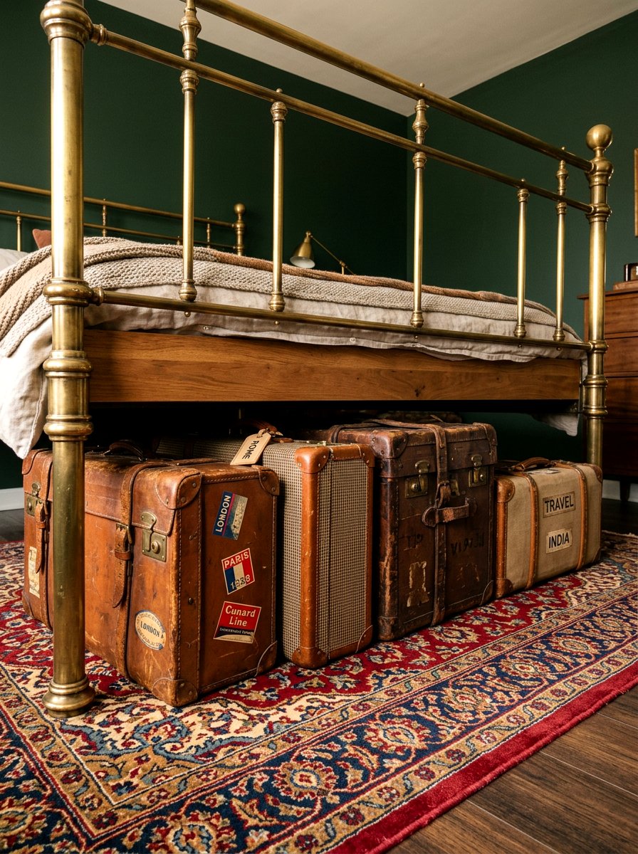 Vintage suitcases - 30 under bed storage aesthetic ideas