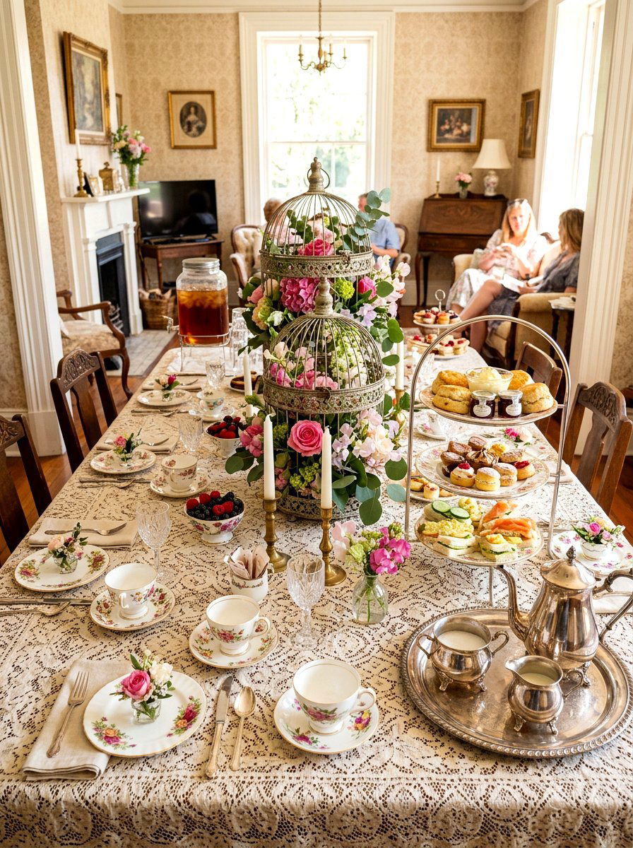 Vintage tea party brunch table - 30 elegant brunch table ideas