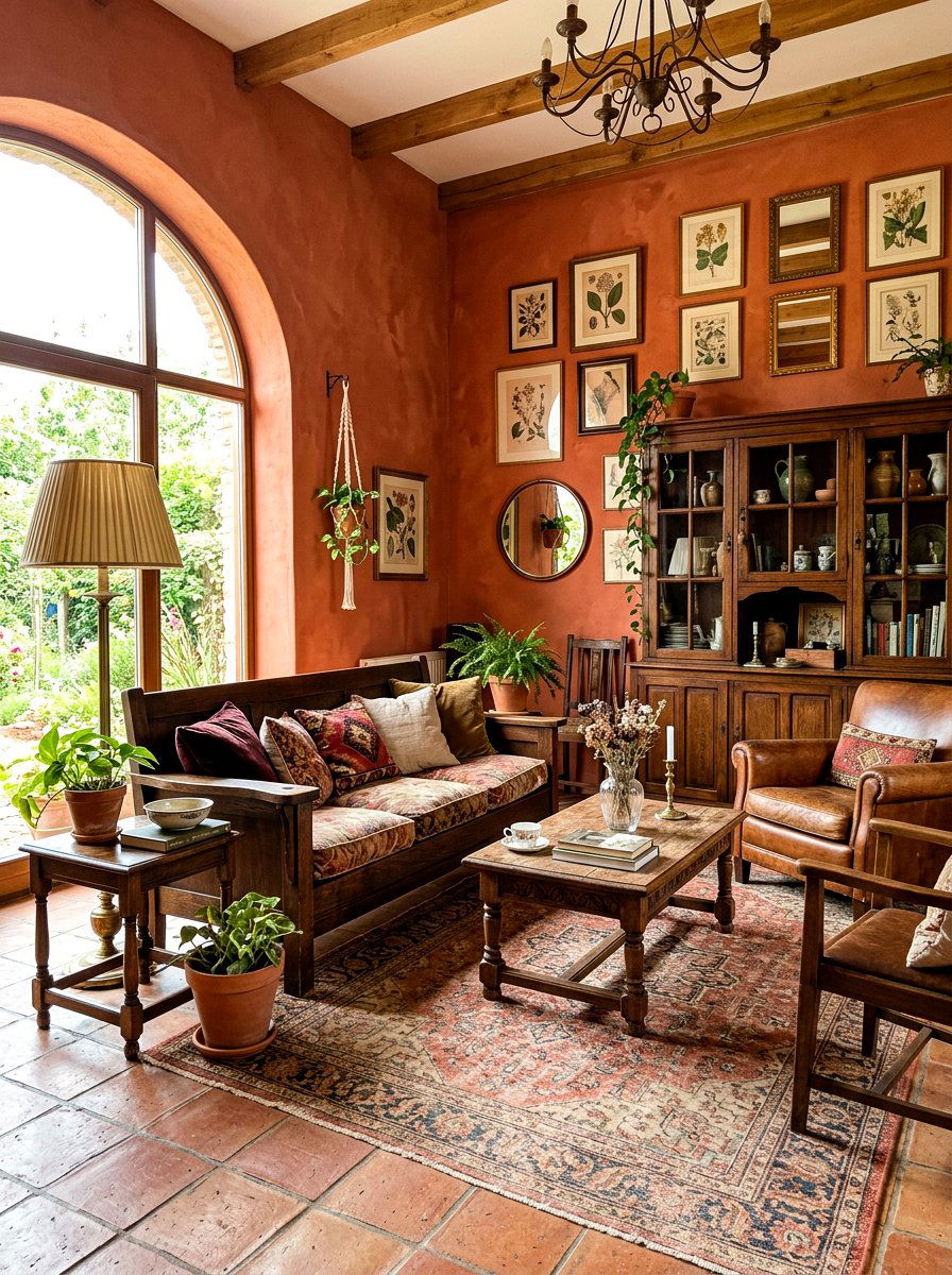 Vintage terracotta living room - 30 terracotta living room ideas