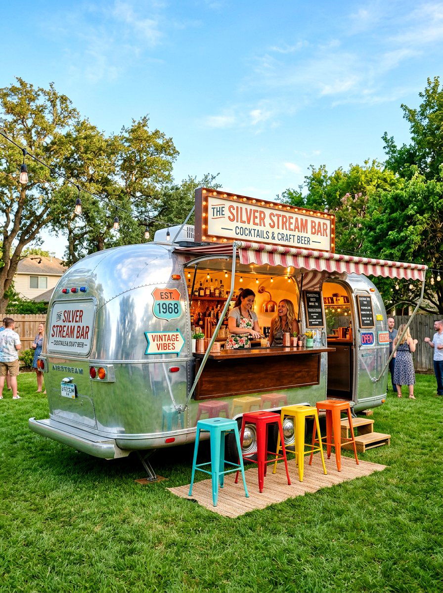 Vintage trailer bar - 30 backyard bar ideas