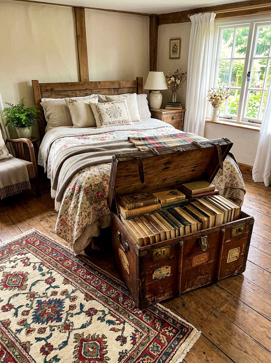 Vintage trunk book storage - 30 book lover teen room ideas