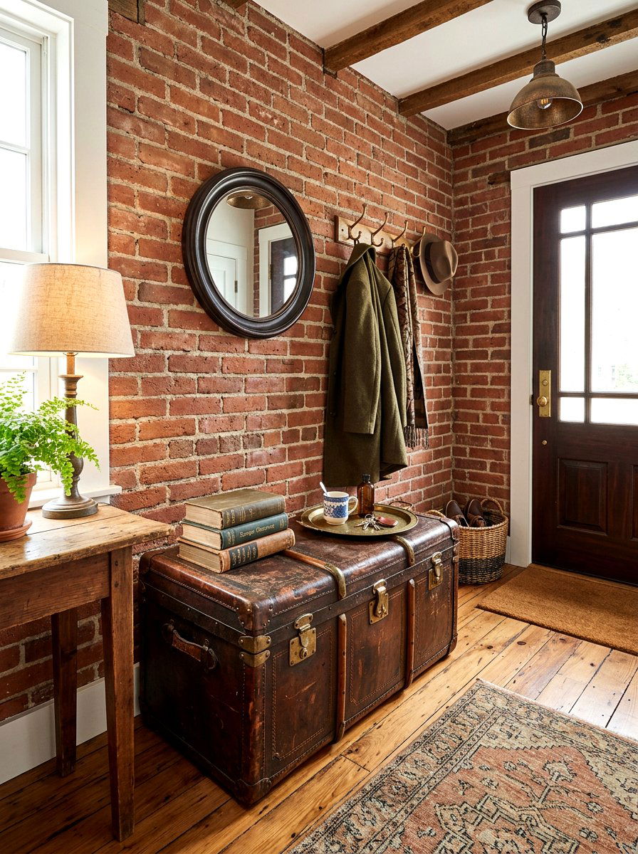 Vintage trunk storage - 30 rental entryway ideas