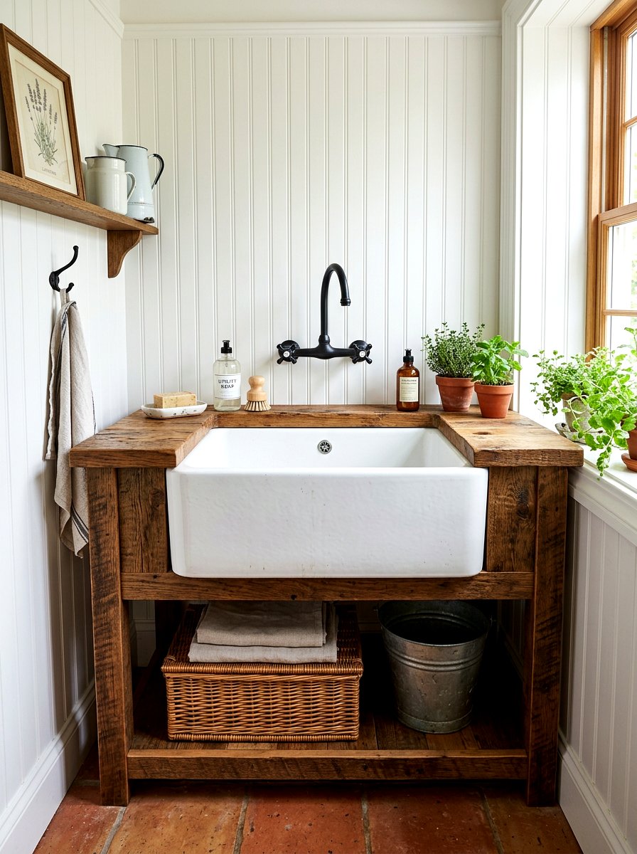 Vintage utility sink - 30 eco laundry room ideas