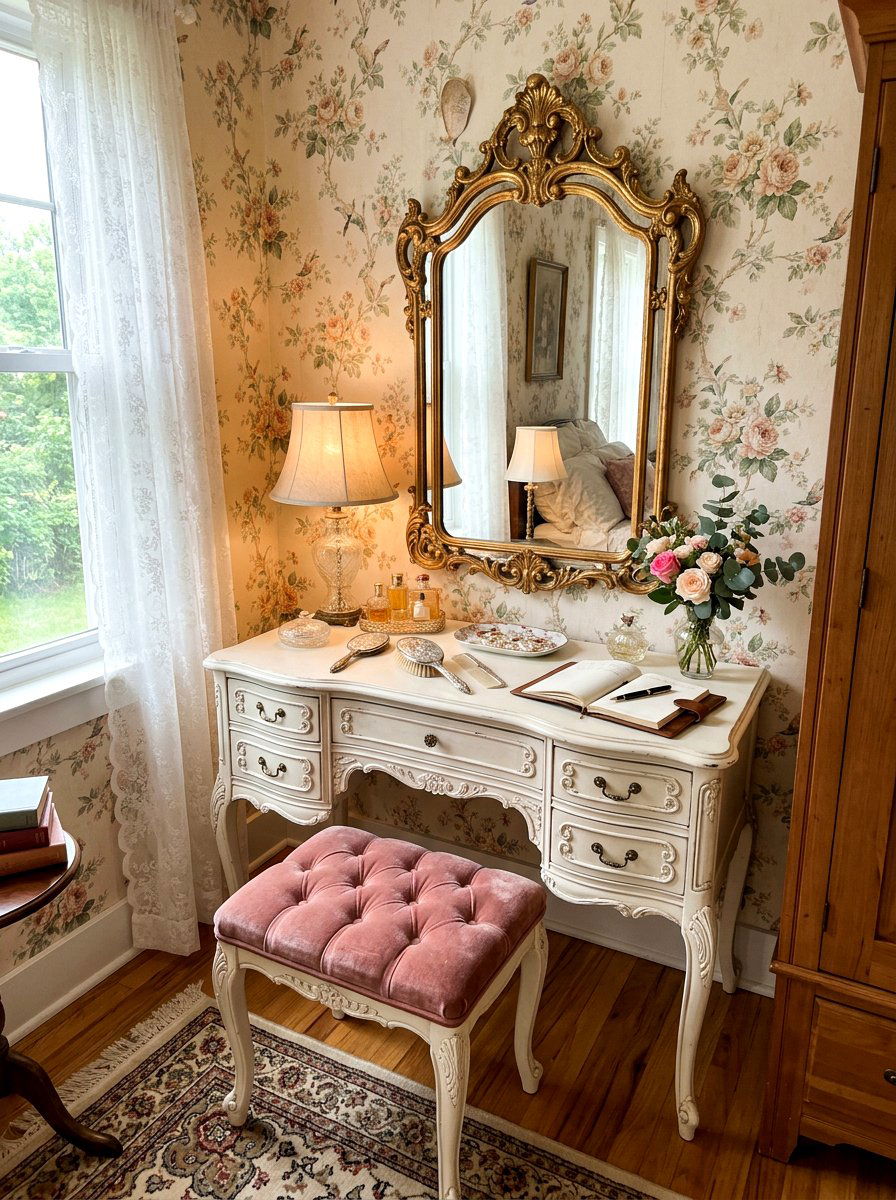 Vintage vanity workspace - 30 study nook ideas