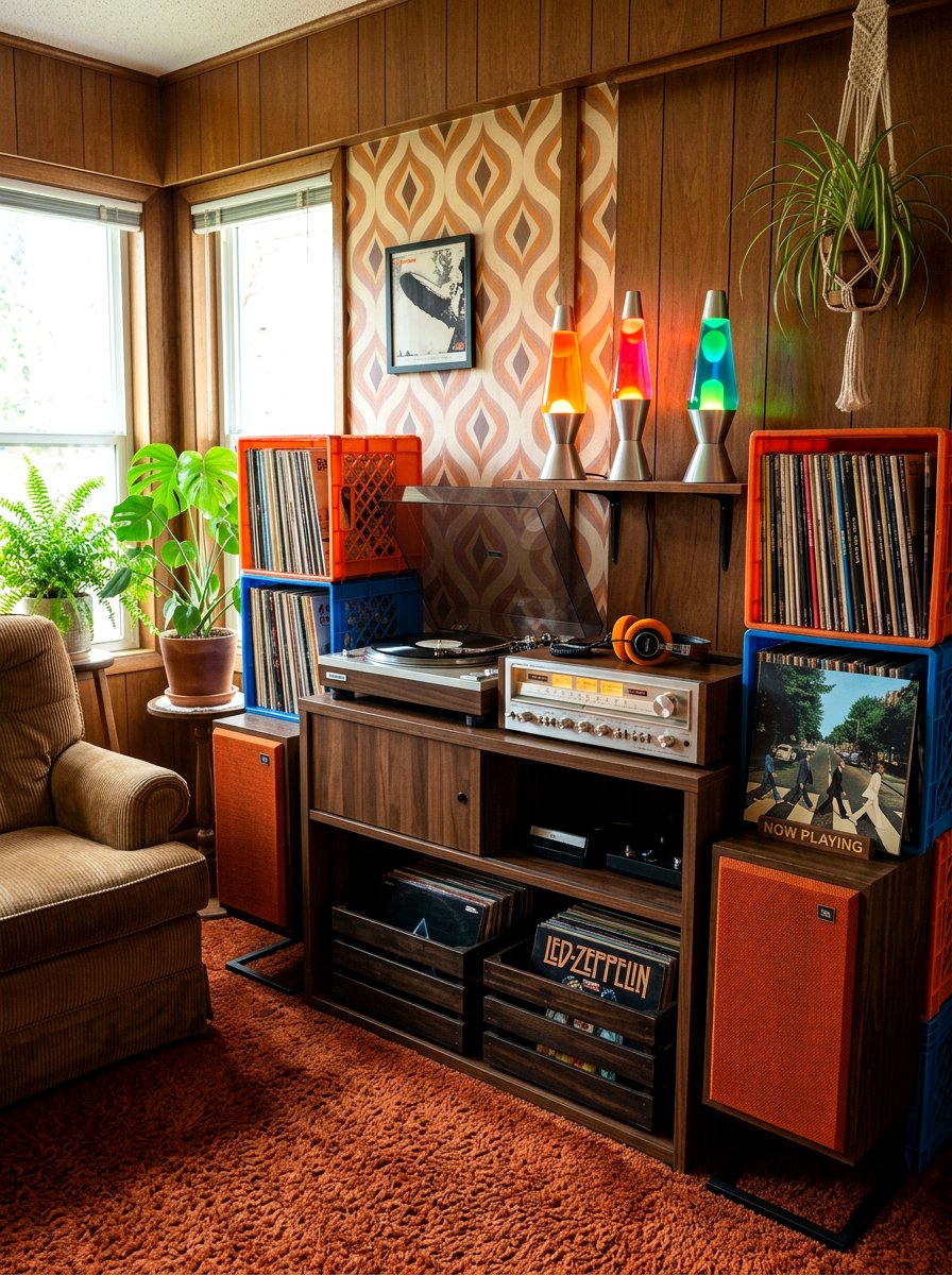 Vintage vinyl listening station - 30 record listening room ideas