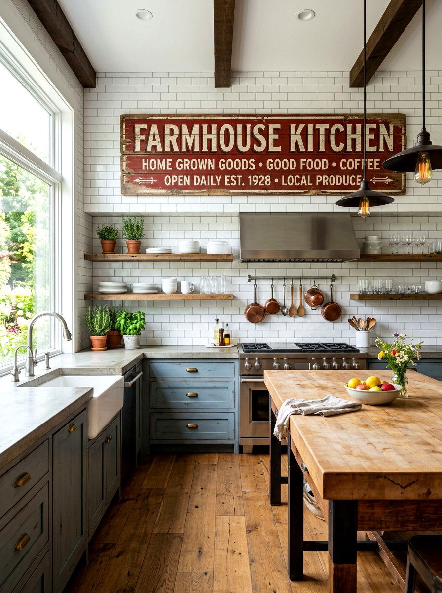 Vintage wall sign - 30 long wall decor ideas