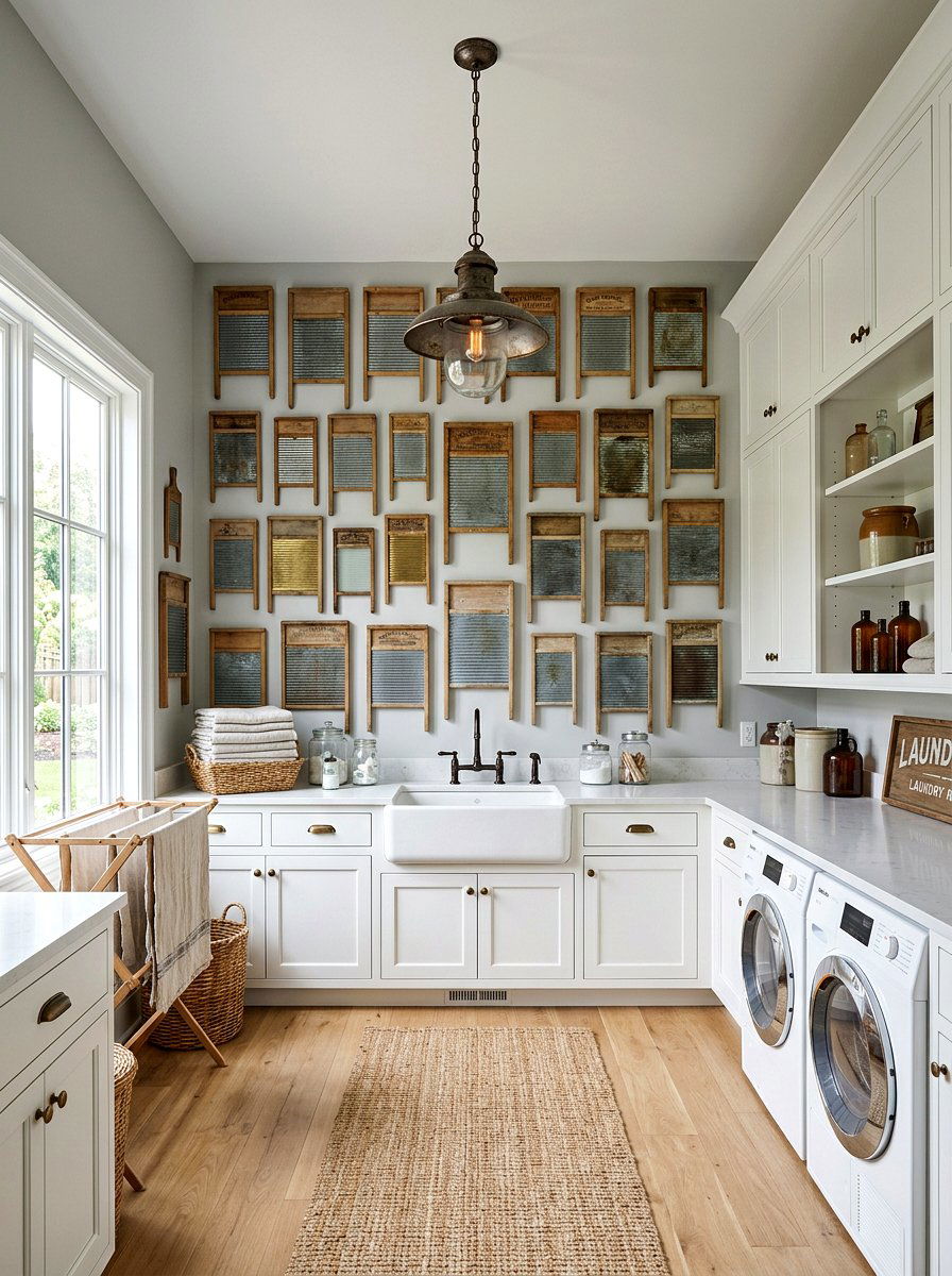Vintage washboard laundry room - 30 vintage laundry room ideas