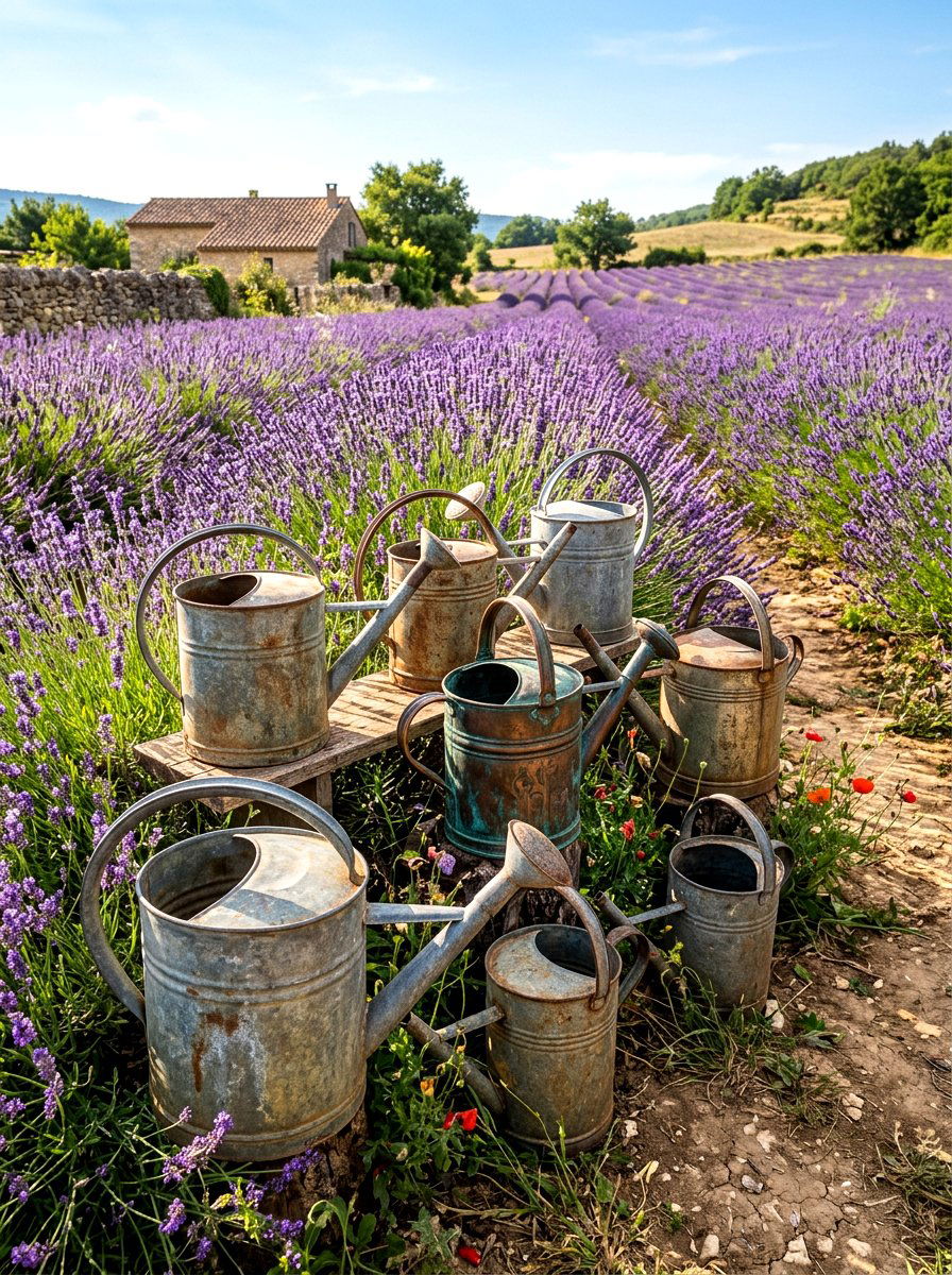 Vintage watering can - 30 rustic garden ideas