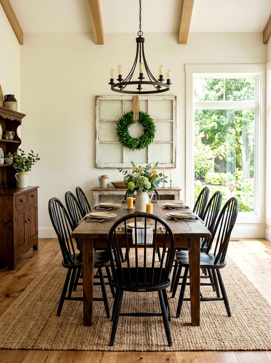Vintage window frame with wreath - 30 wreath wall display ideas