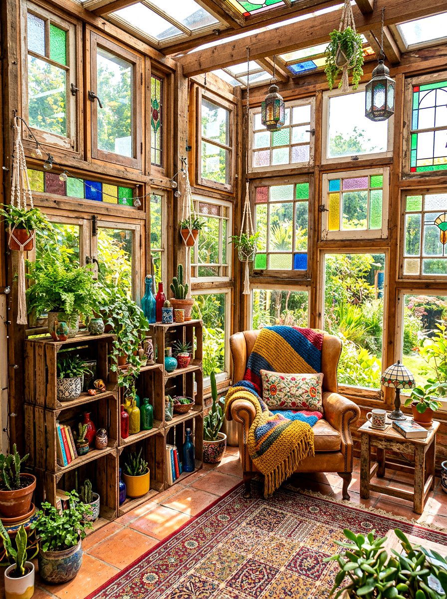 Vintage window sunroom - 30 attached greenhouse porch ideas