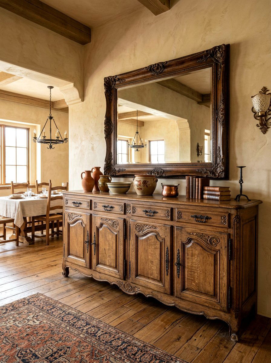 Vintage wood sideboard - 30 Mediterranean dining room ideas
