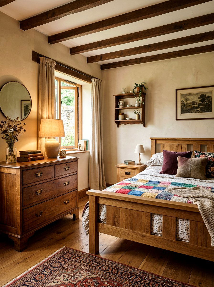 Vintage wooden dresser - 30 earthy bedroom ideas