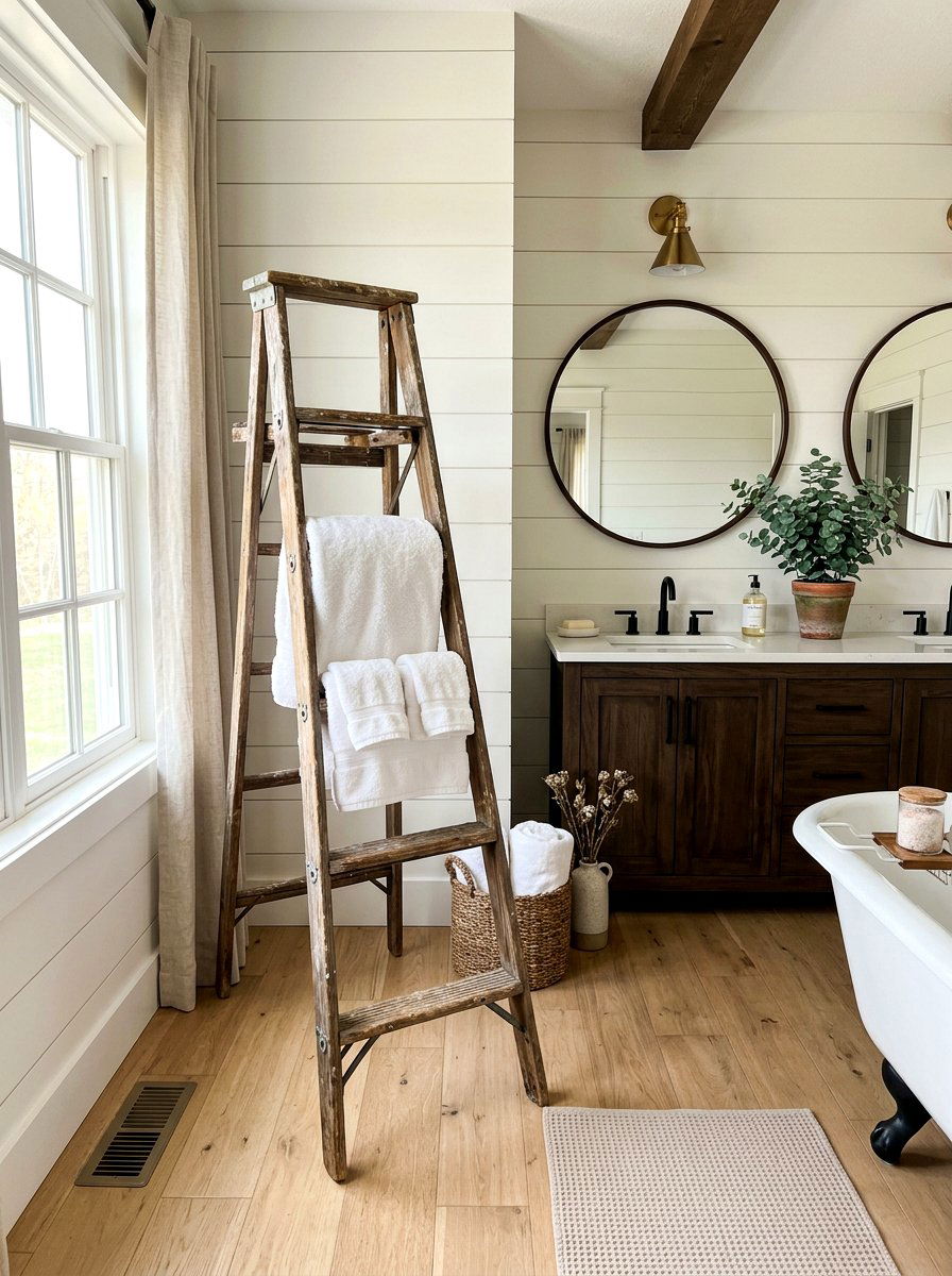 Vintage wooden ladder - 30 flea market decor ideas