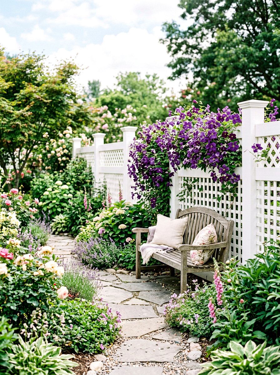 Vinyl Lattice Fence - 30 front yard fence ideas