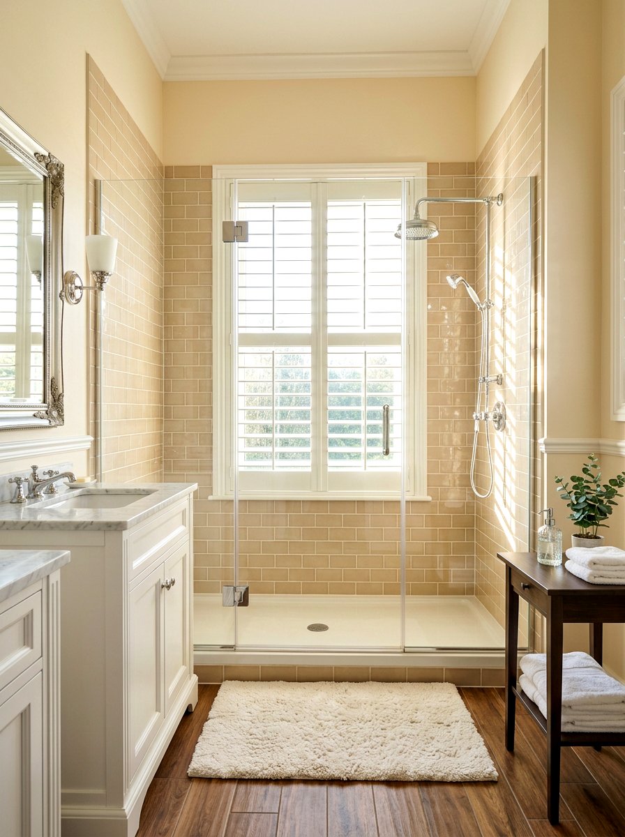 Vinyl Plantation Shutters - 30 shower window privacy ideas