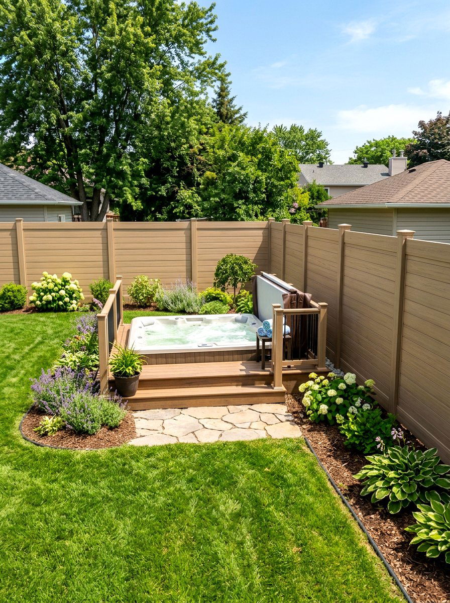 Vinyl Privacy Fence Panels - 30 hot tub privacy fence ideas