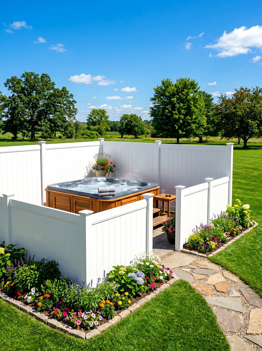 Vinyl Privacy Fence - 30 hot tub privacy ideas