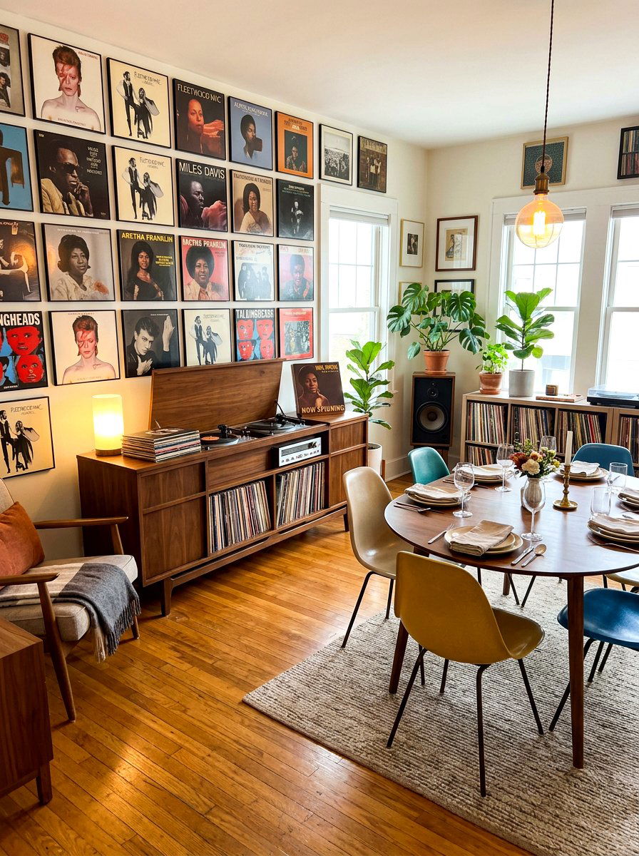 Vinyl Record Dining Room - 30 retro dining room ideas