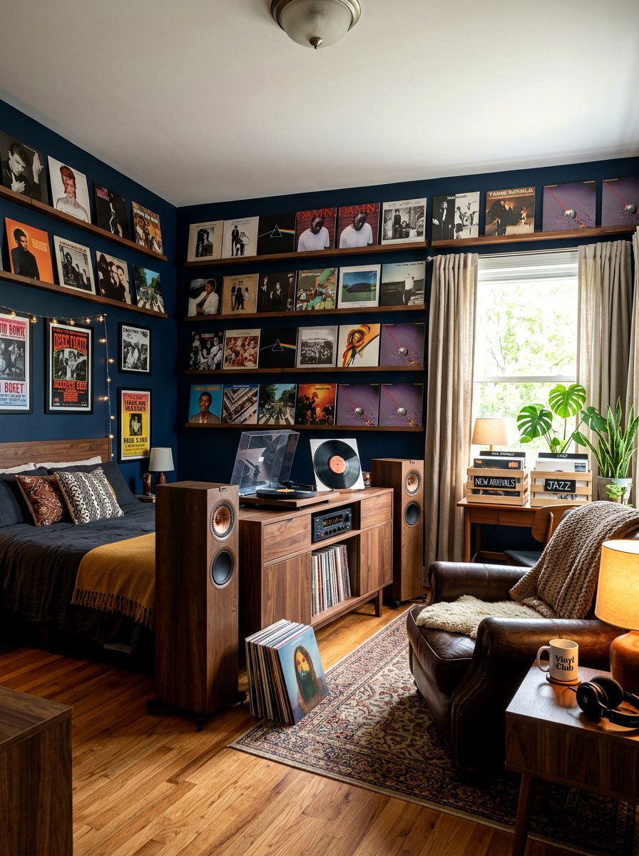 Vinyl Record Nostalgia Core Bedroom - 30 nostalgia core bedroom ideas