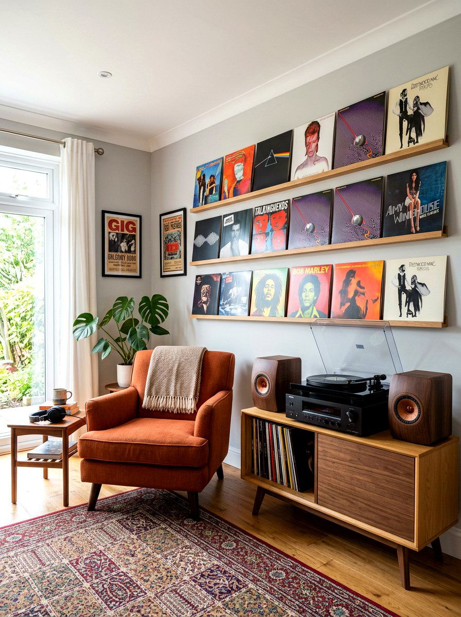 Vinyl Record Wall Display - 30 picture ledge renter ideas