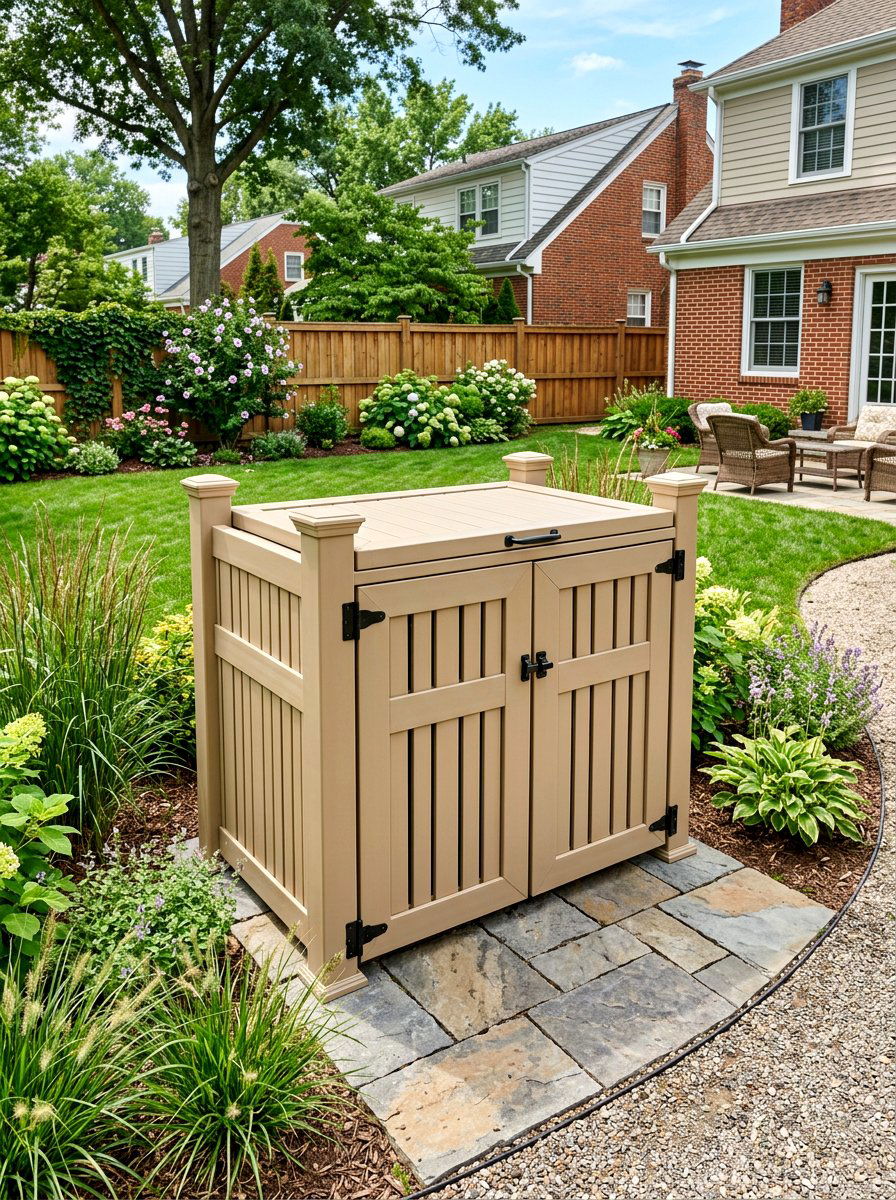 Vinyl Trash Hideaway - 30 trash bin screen ideas