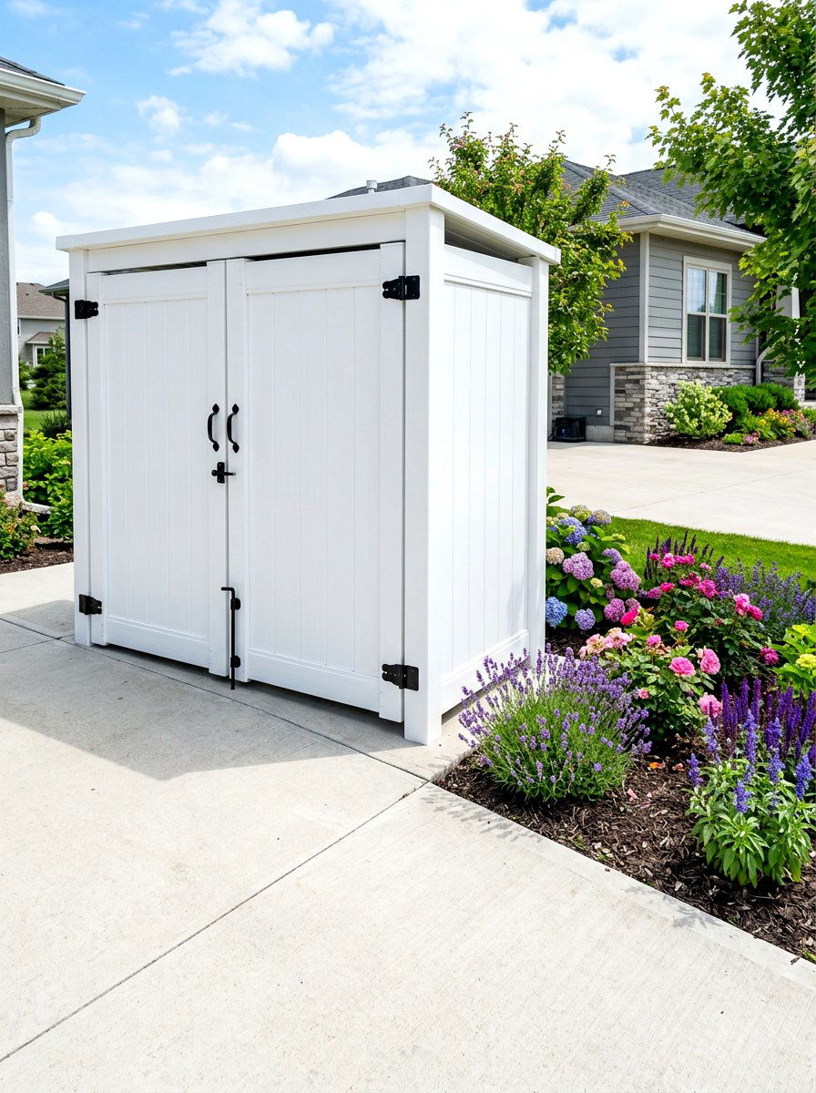 Vinyl garbage bin enclosure - 30 trash can enclosure ideas