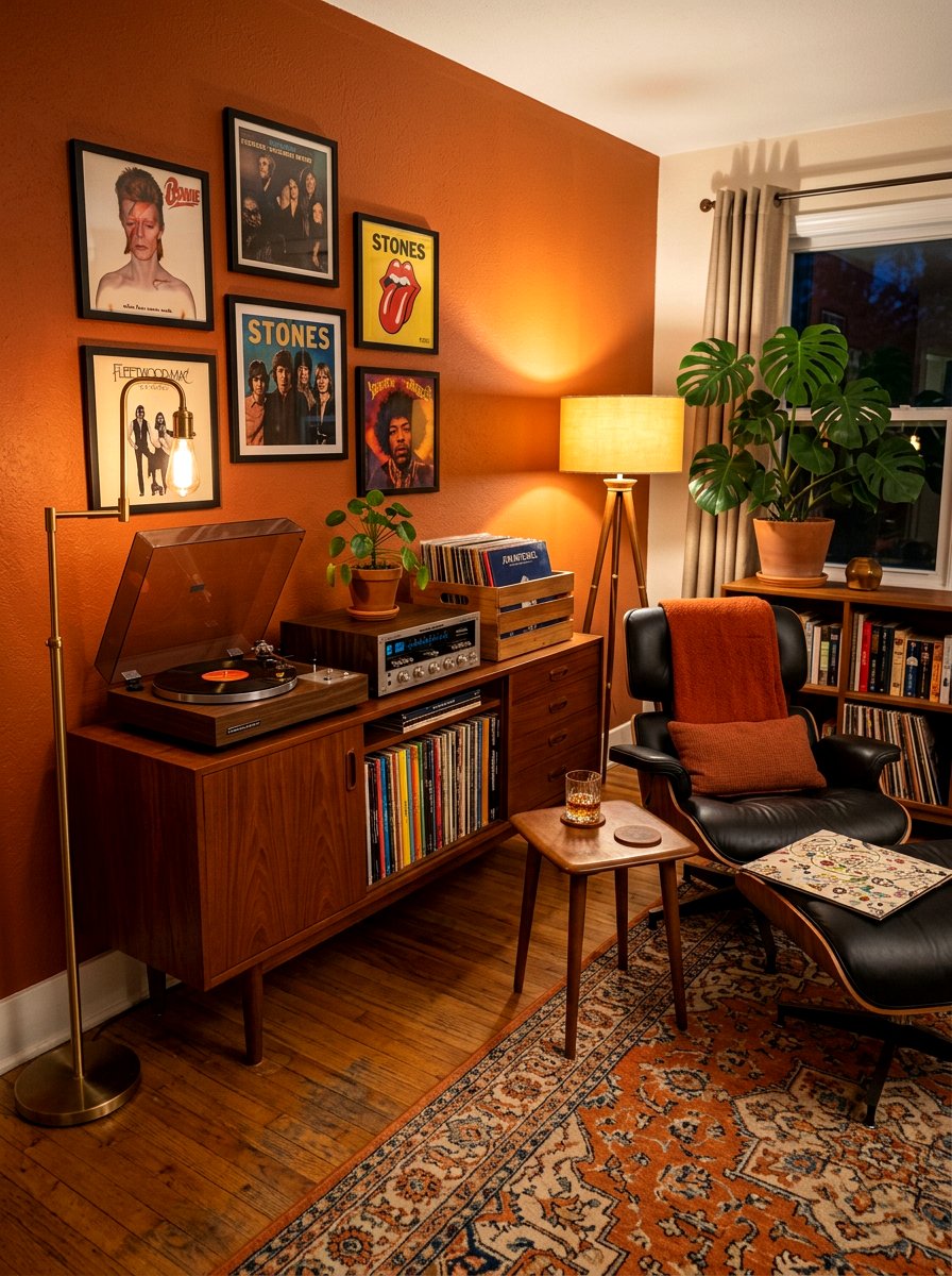 Vinyl listening corner - 30 music room ideas