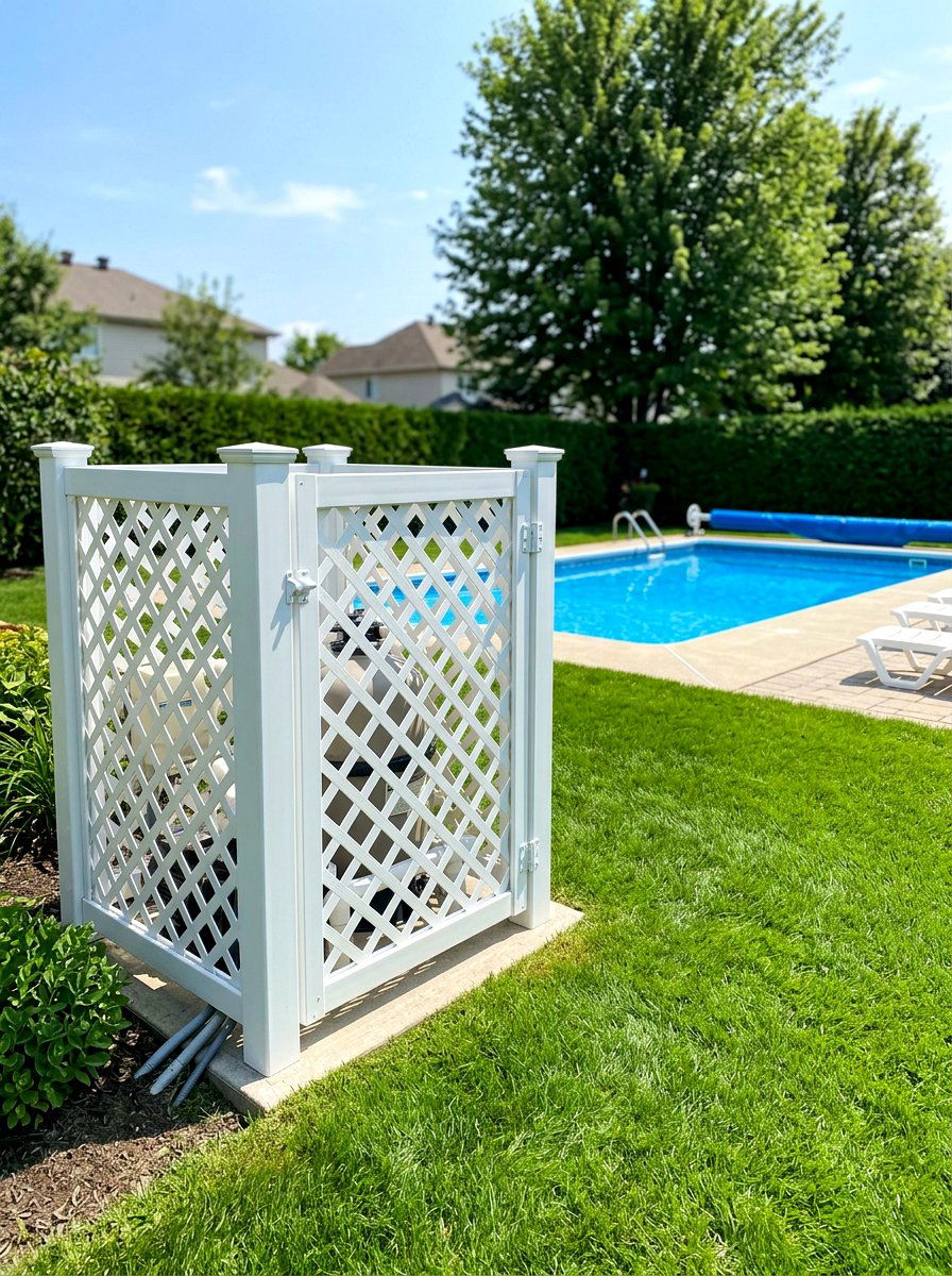 Vinyl pool pump enclosure - 30 pool equipment enclosure ideas